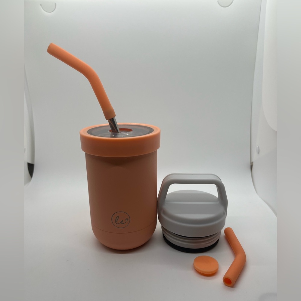 Little Ecos Double Walled Insulated Smoothie Cup for kids Color Papaya‎ New - 1